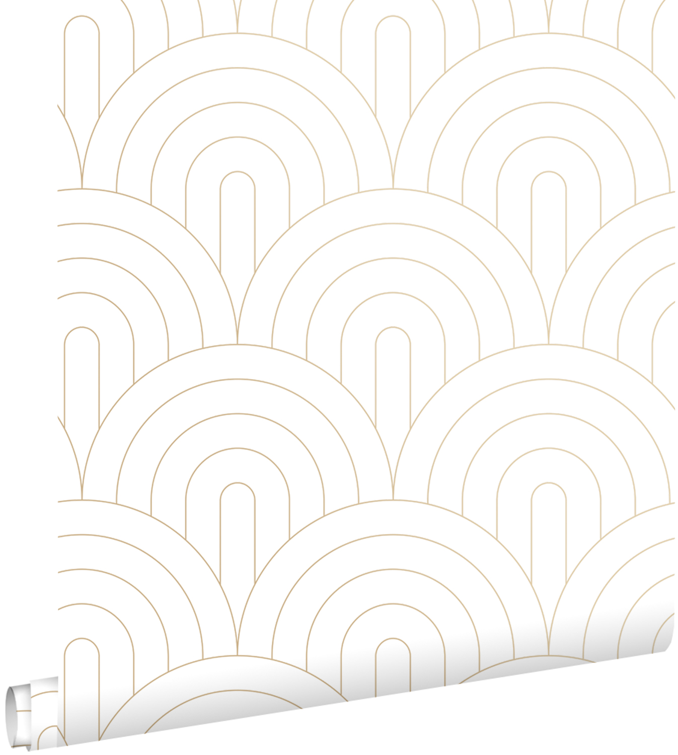 Estahome papel pintado arte deco blanco y oro 53 cm x 10.05 m