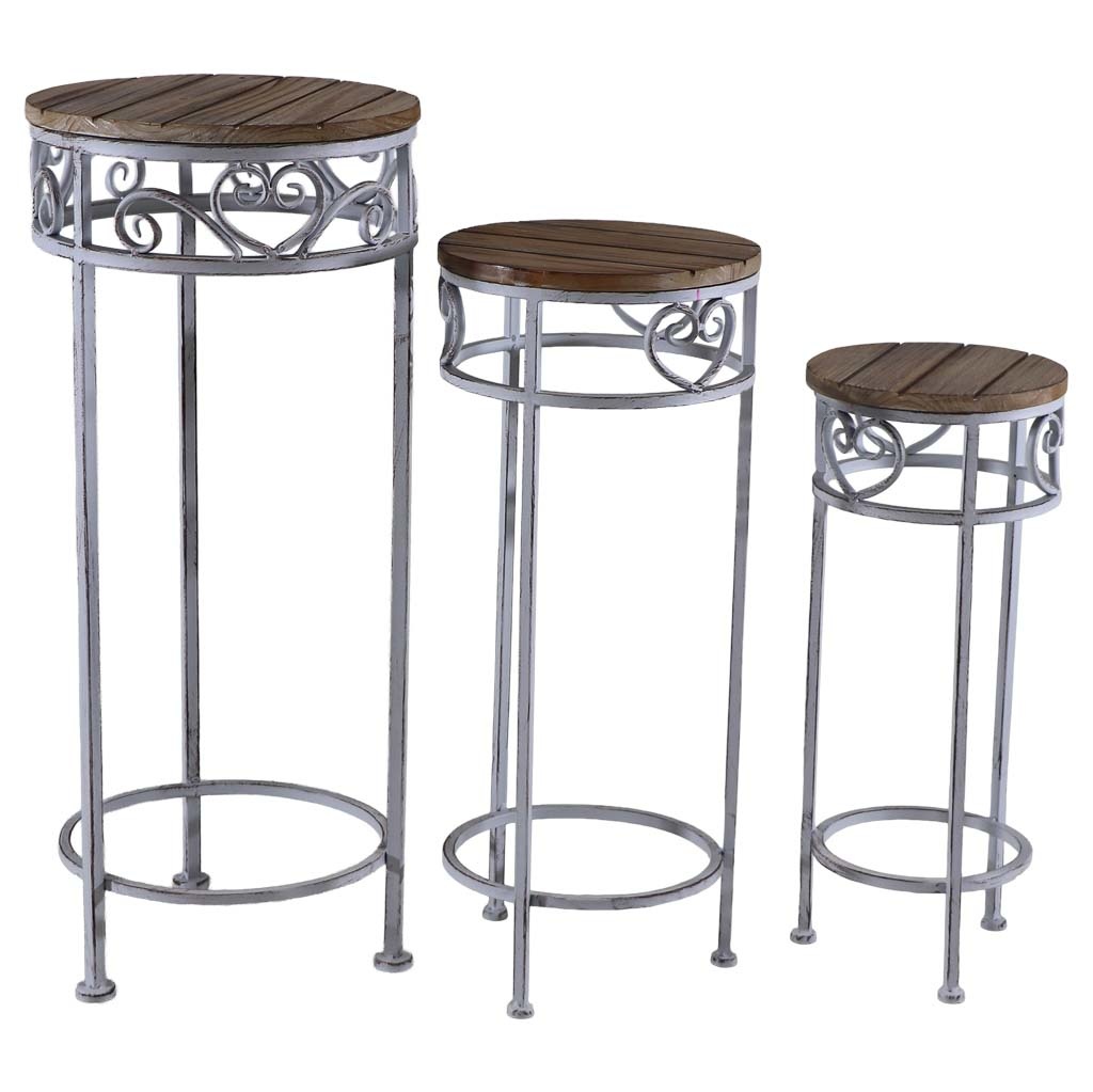 Soporte para macetas set 3 piezas gris, 30x30x71h cm