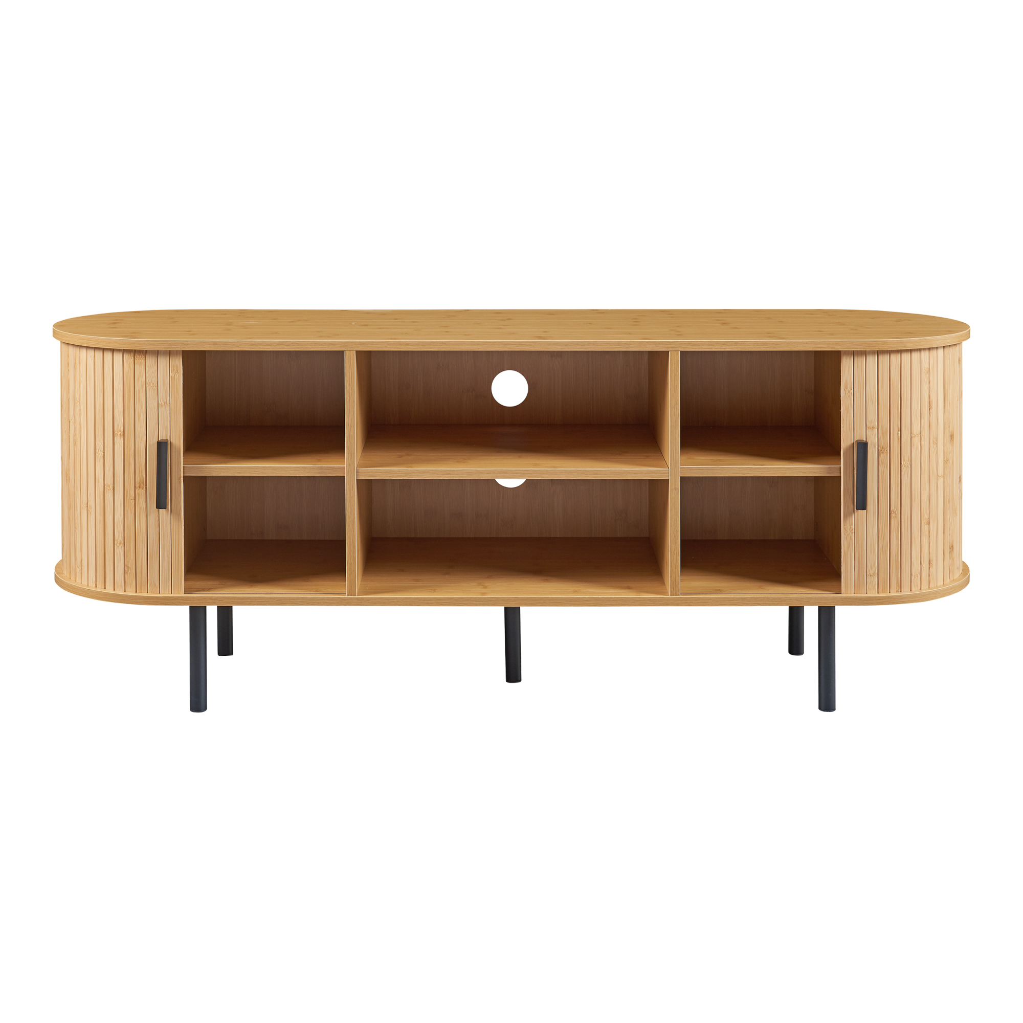 Mueble de tv tvedestrand con puertas 140x40x55cm - efecto madera/negro