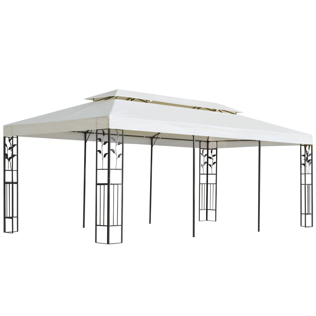 vidaXL cenador con doble techo acero blanco 6x3 m