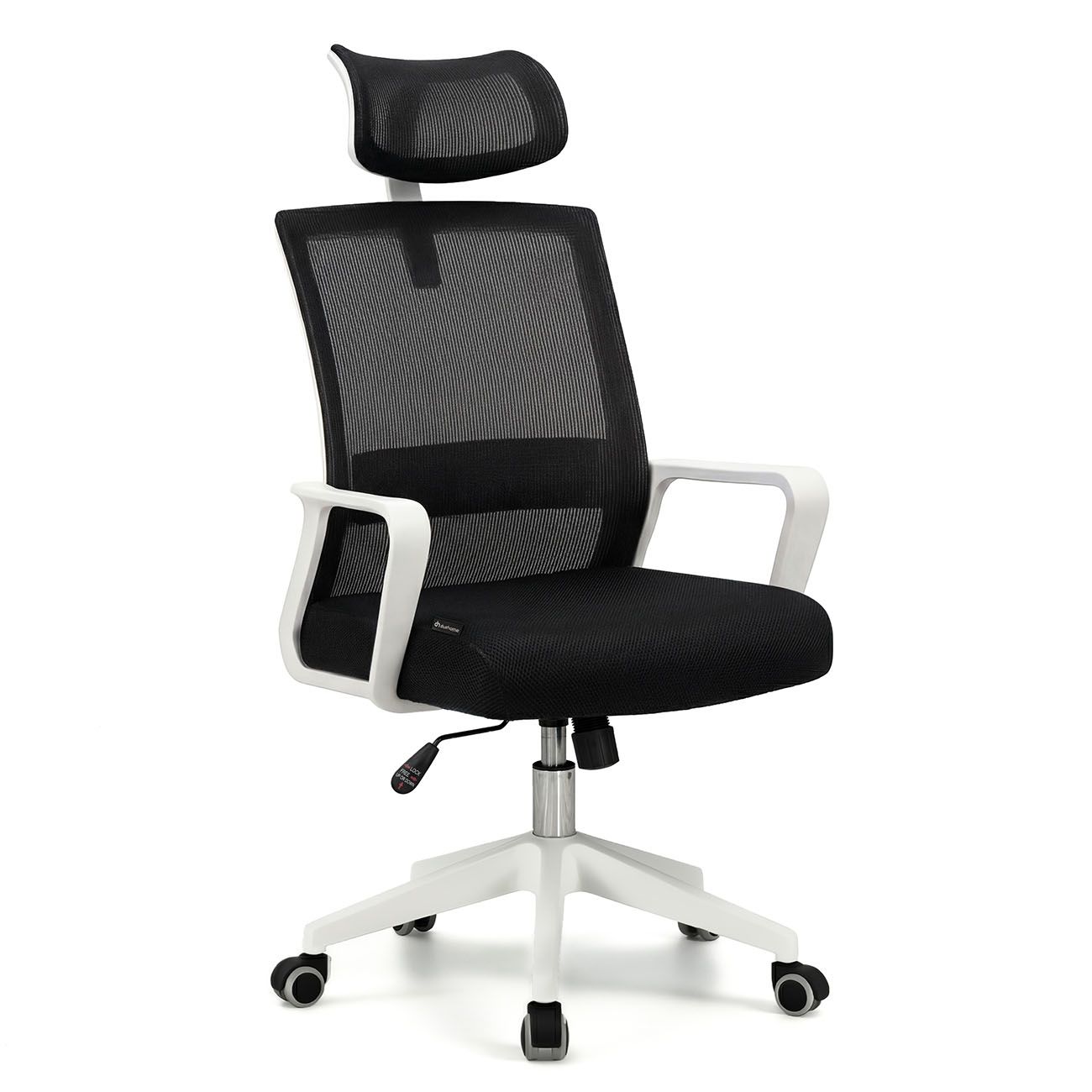 Silla de oficina ergonómica 111-121x51 cm dafne tex blanco - negro
