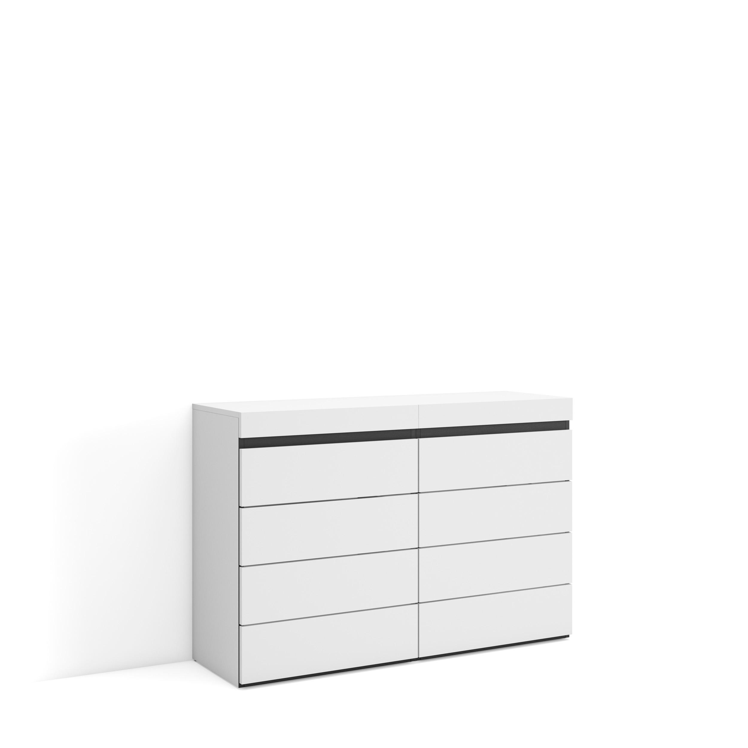 Cómoda, cajonera, 114x75x35cm, blanco y negro rf3422