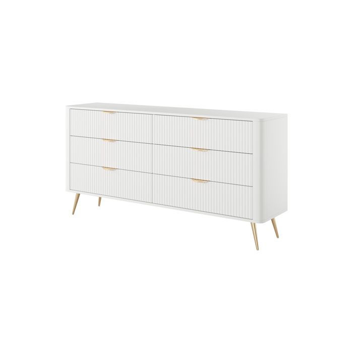 Cómoda - 6 cajones - blanco 163,2 x 81,2 x 38 cm