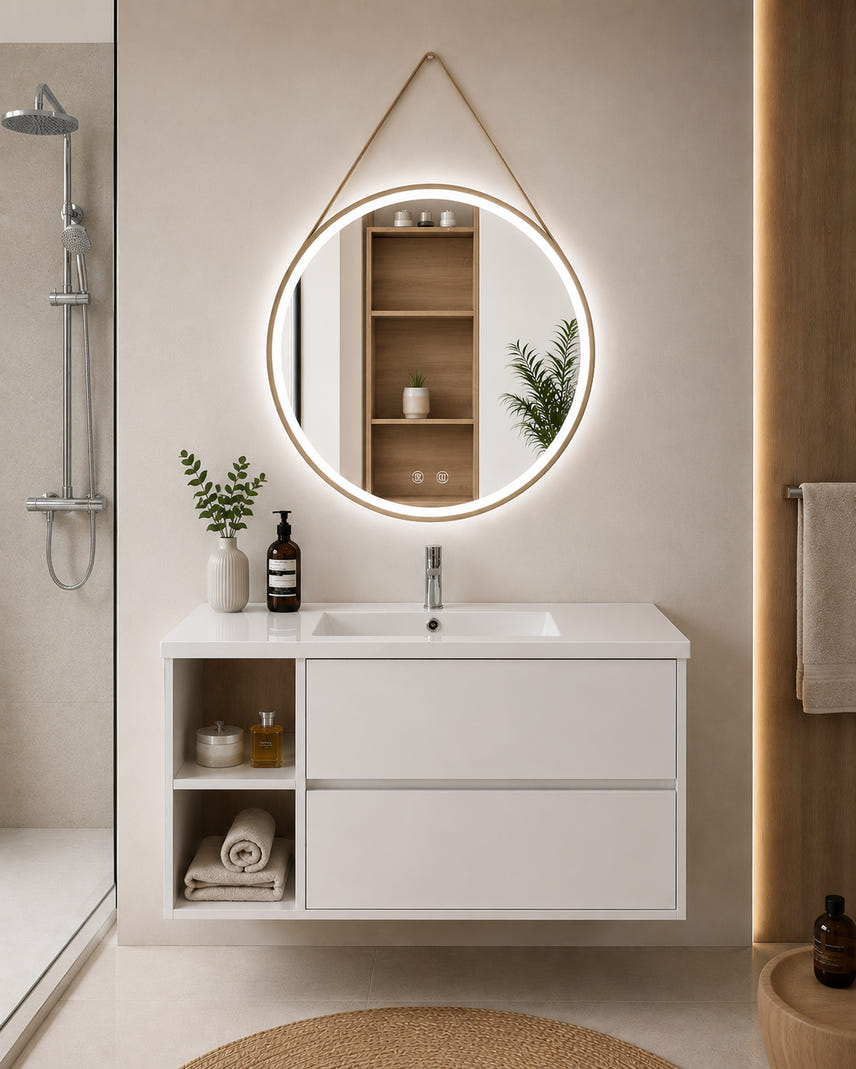 Mueble de baño con lavabo zeus sin espejo 100x45 cm izquierda blanco
