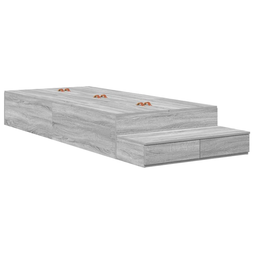 vidaXL cama con almacenamiento gris sonoma 236.5 x 90 x 31.5 cm