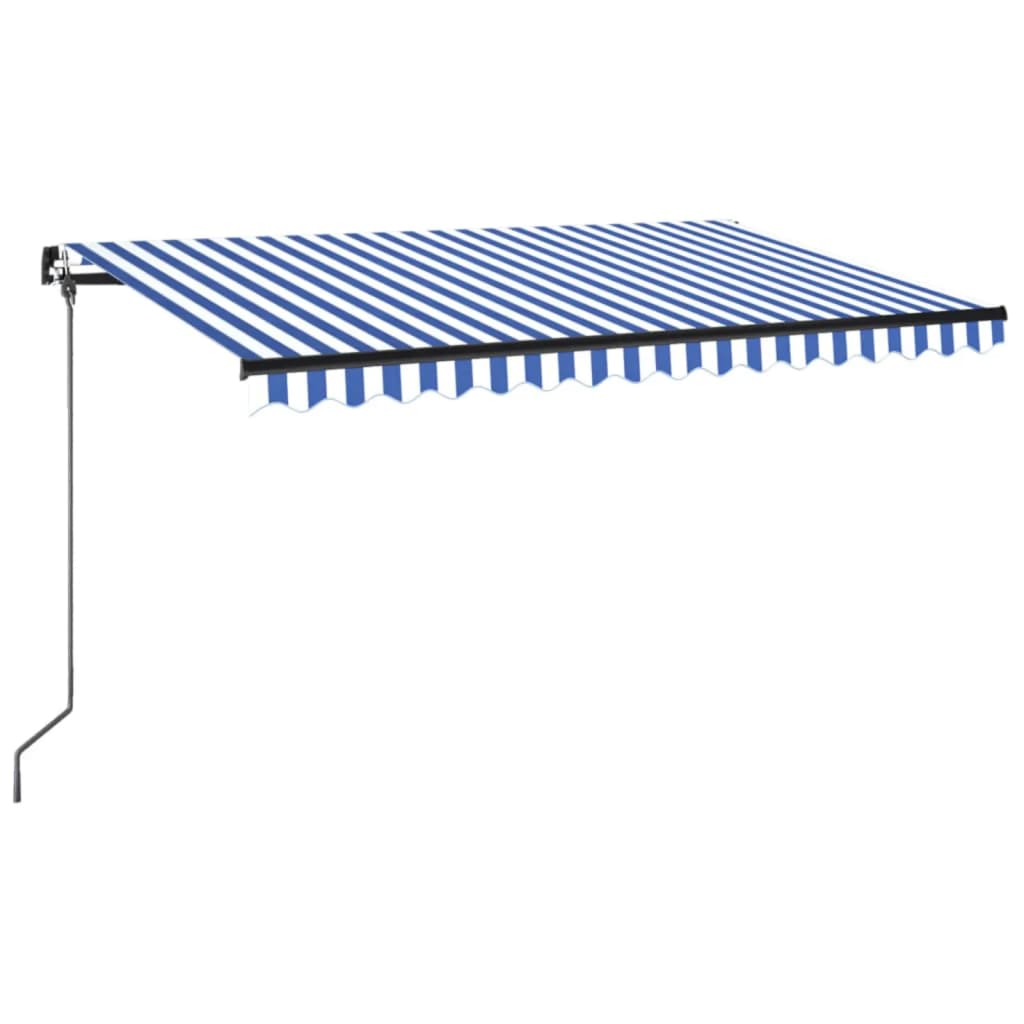 vidaXL toldo retráctil manual azul y blanco 400x350 cm