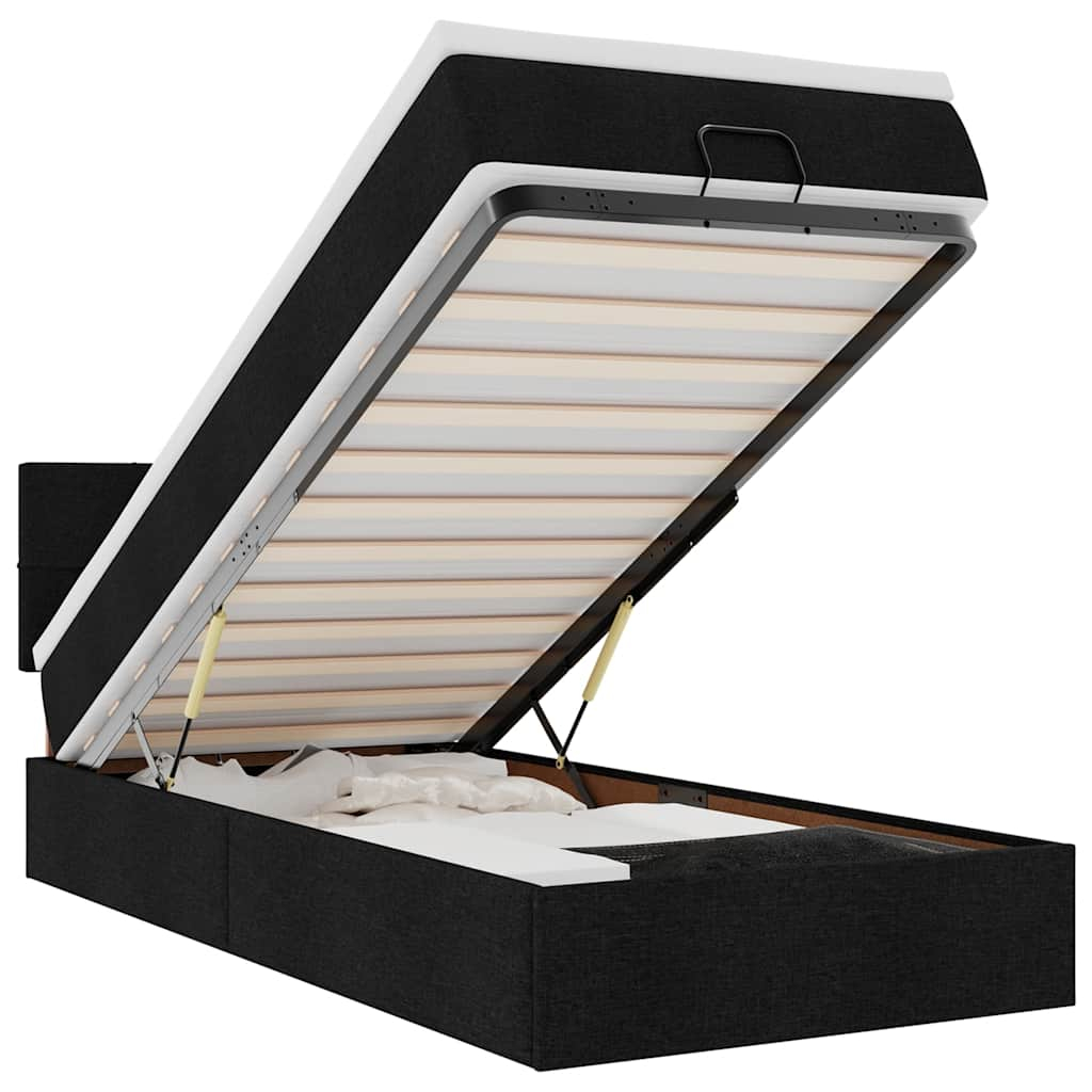 vidaXL cama otomana con colchón negra 90x200 cm tela