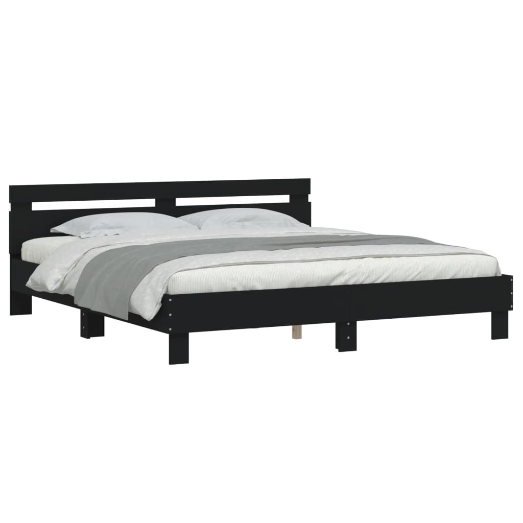 vidaXL estructura cama LED sin colchón cuero sintético negro 180x200cm