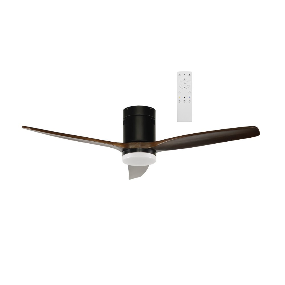 Ventilador de techo con luz LED 15w won negro+madera cct ø132cm