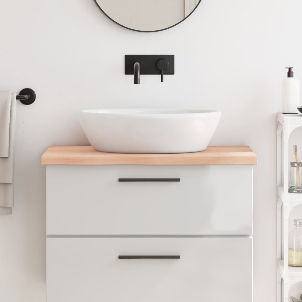 Encimera de baño madera maciza sin tratar 80x50x(2-4) cm eerf8143