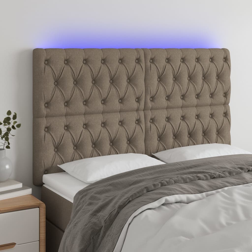 Cabecero con luces LED tela gris taupe 160x7x118/128 cm eerf8975