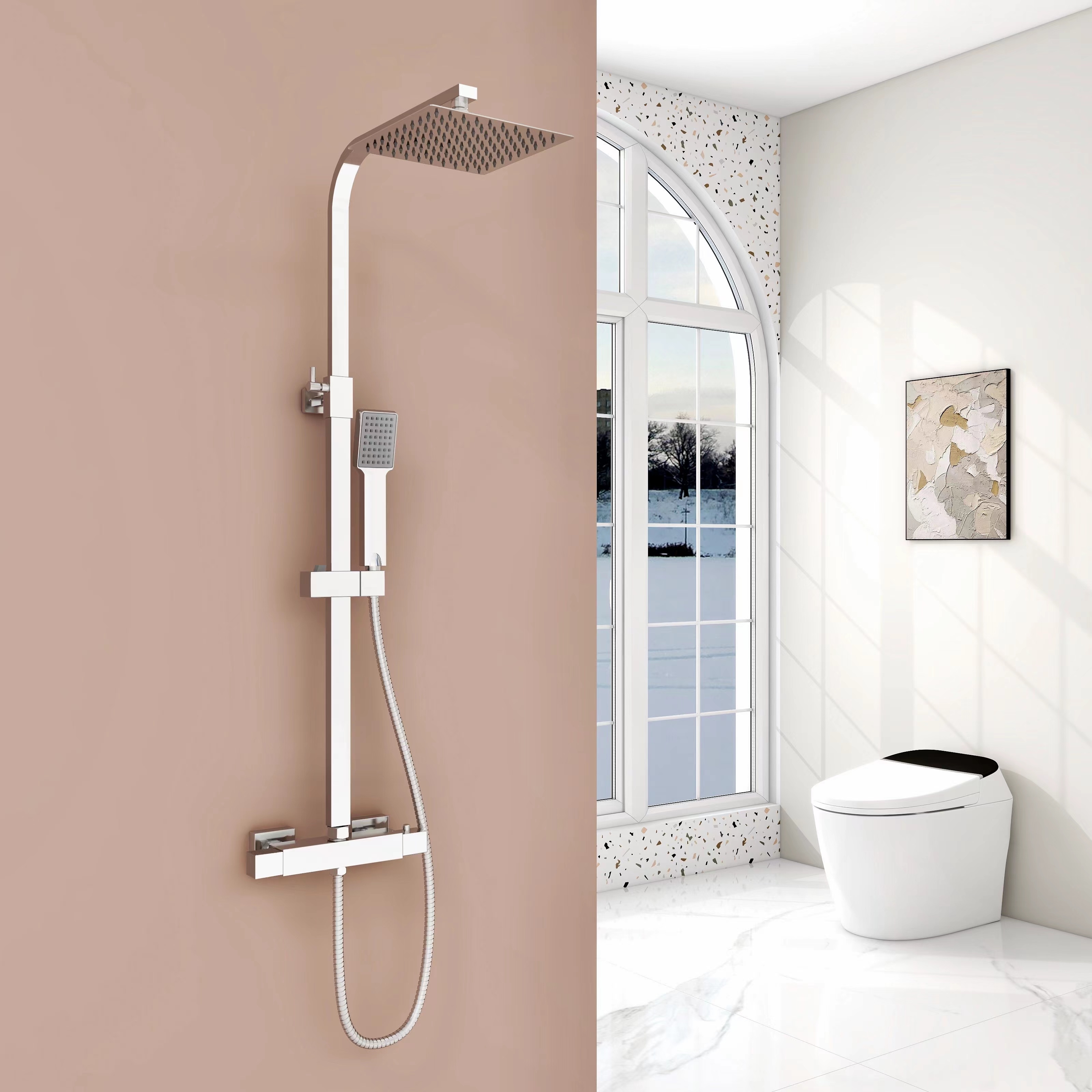 Aica columna de ducha termostato 73-115cm con soporte deslizante
