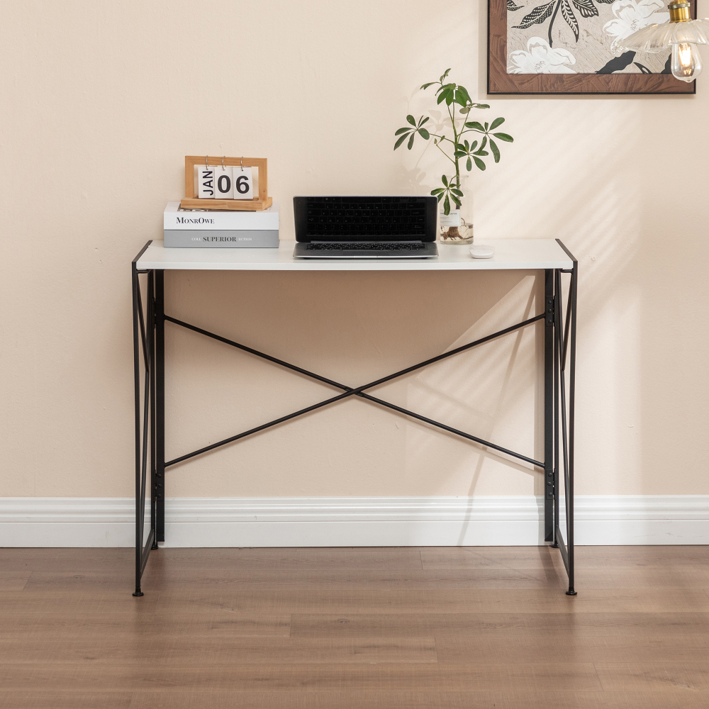 Escritorio plegable para oficina casa mdf metal blanco 75x99x50cm