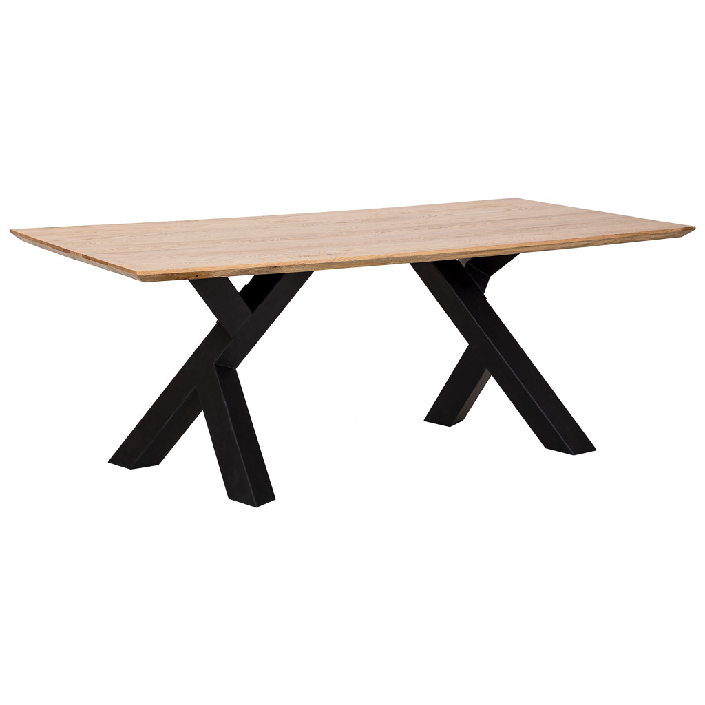 Mesa de comedor de madera marrón y negra 200x100x76h cm