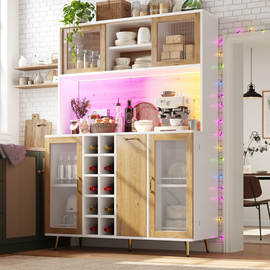 Aparador buffet cocina 5 puertas y 1 cajón blanco madera 170x120x40cm