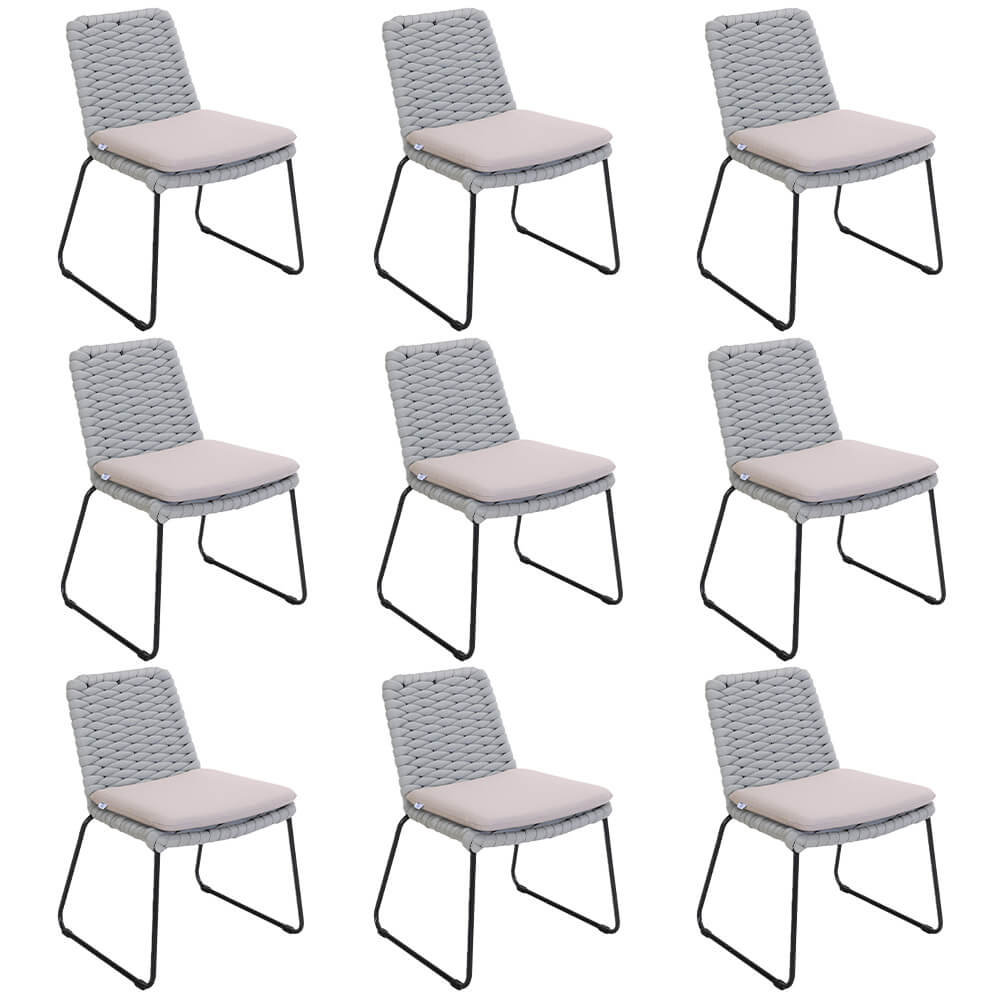 Balero silla de jardín de mimbre gris claro - lote de 9