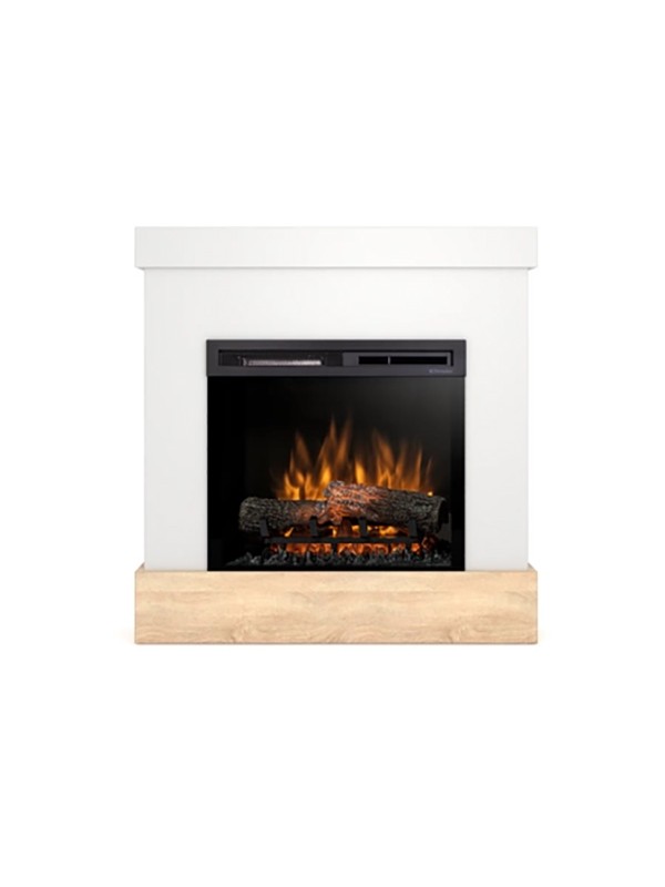 Diro - chimenea eléctrica LED independiente - blanco mate / roble claro 23'