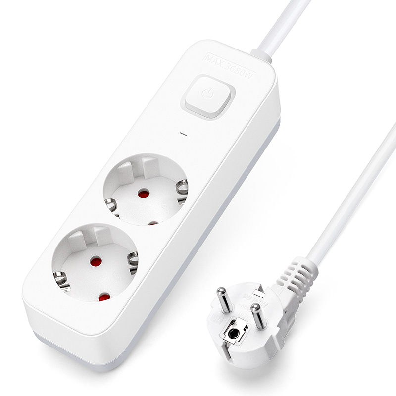 Aigostar regleta 2 enchufes, alargador 3m con interruptor, blanco