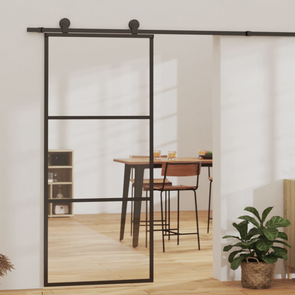 Puerta corredera con herrajes esg vidrio y aluminio 90x205 cm esxt2046