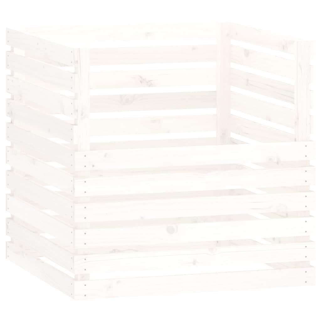 vidaXL compostador de madera maciza de pino blanco 80x80x78 cm
