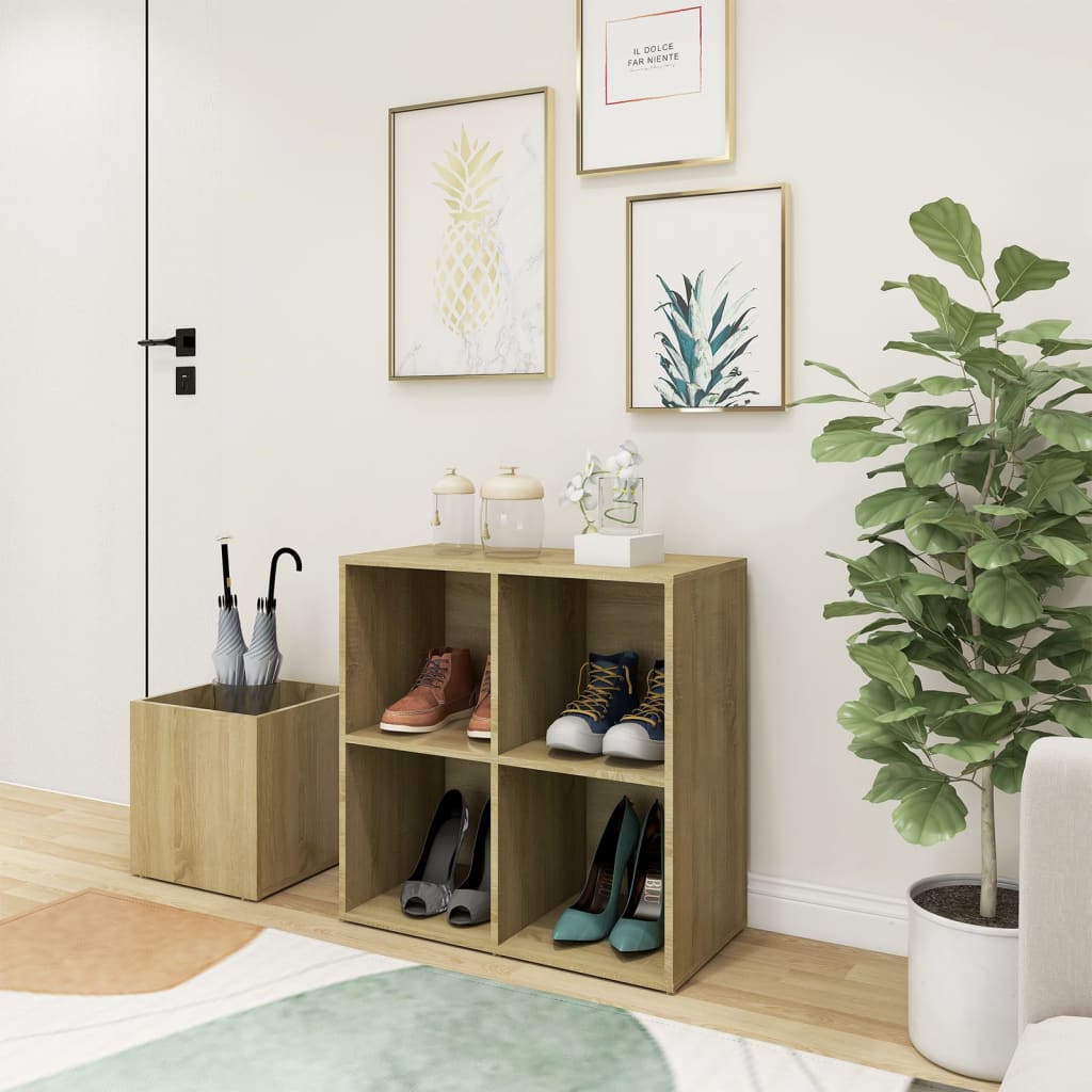 Zapatero de recibidor contrachapado roble sonoma 105x35,5x70 cm