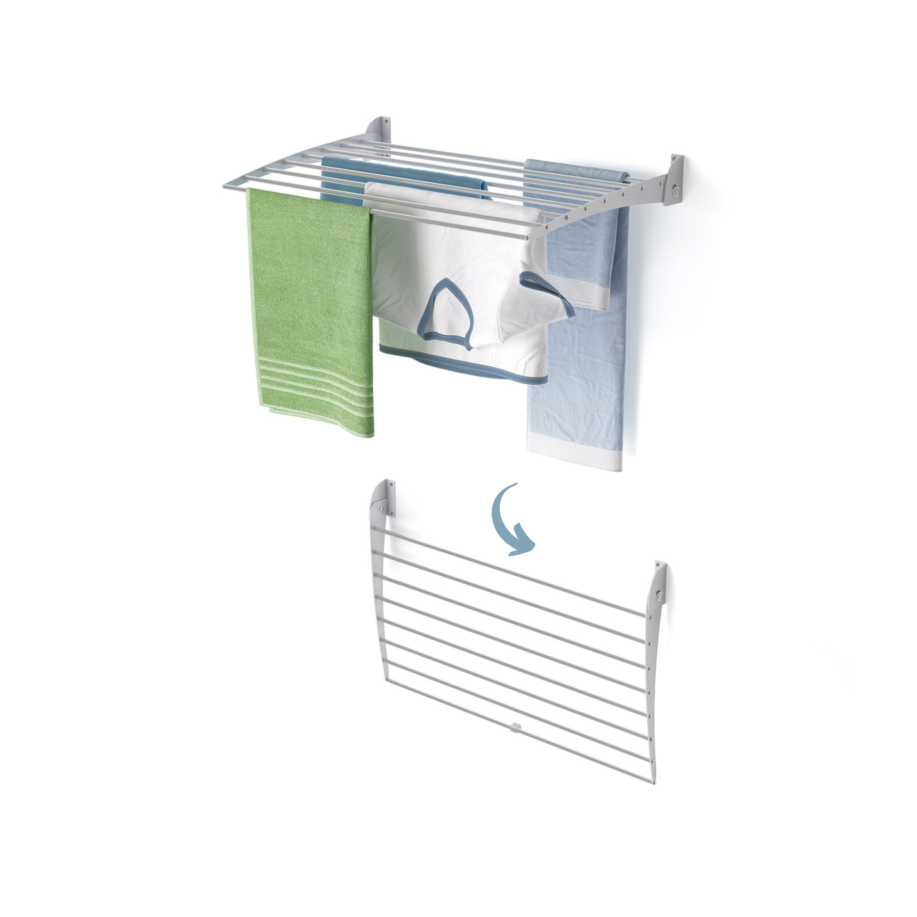 Tendedero pared retráctil, 102 cm, foxydry fold down, gris