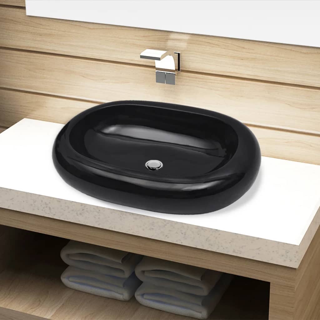 Lavabo de cerámica negro ovalado eerf2057