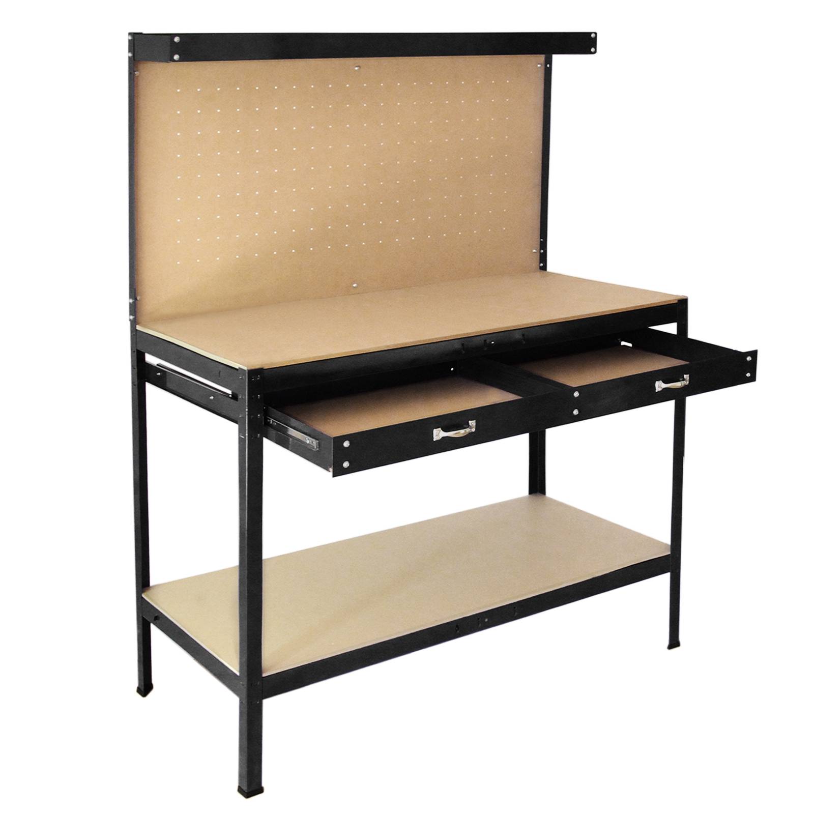 Banco de trabajo mesa de trabajo ganchos de mesa taller de cajones negro