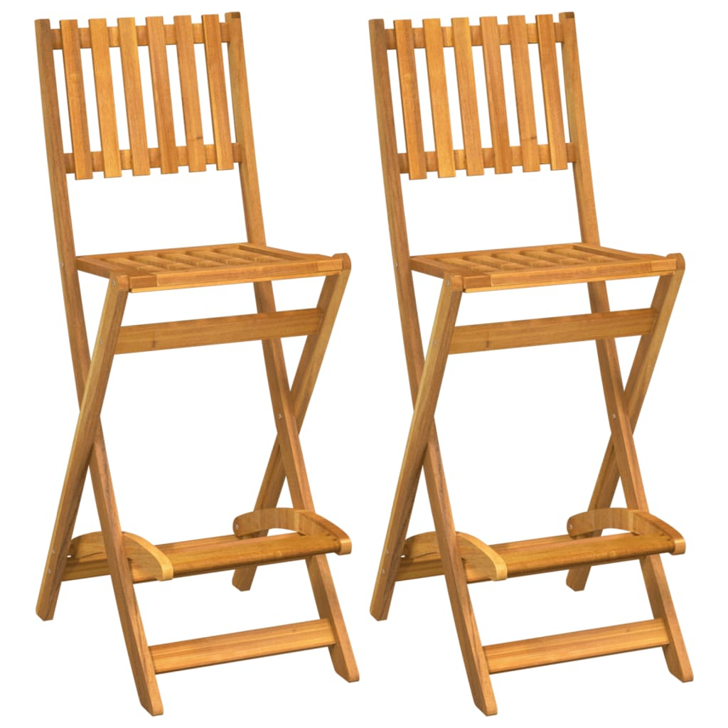 vidaXL taburetes altos de jardín plegables 2 uds madera maciza acacia