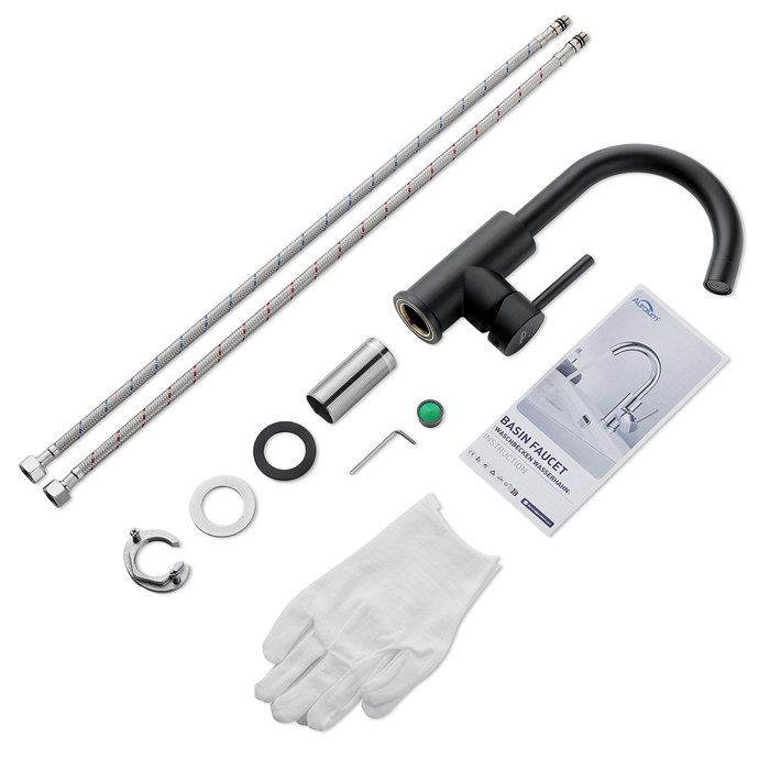 Grifo - inox - mezclador de lavabo - negro - giratorio 360° - aireador desm