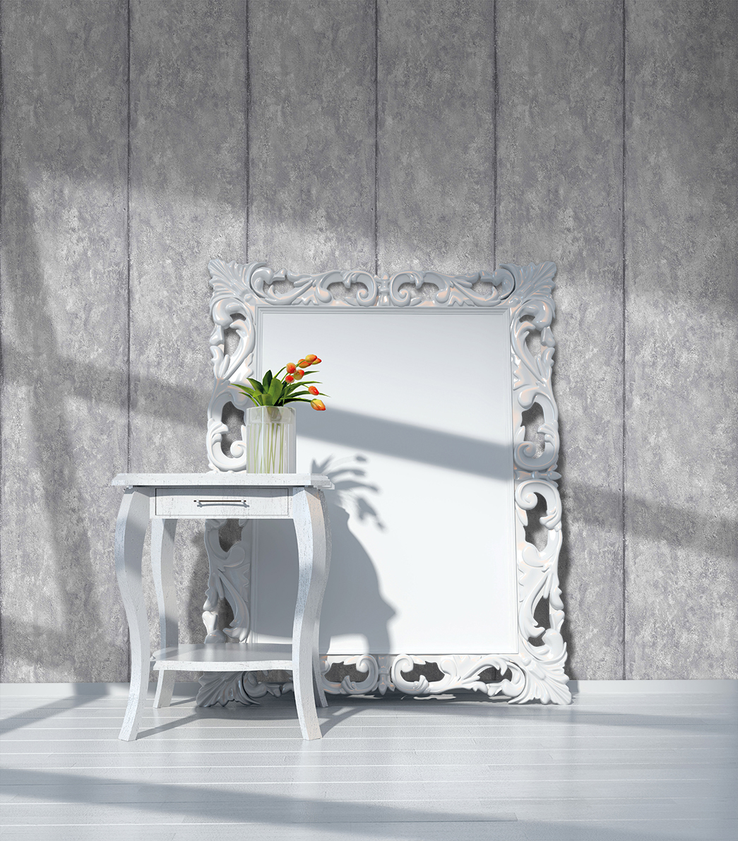 Papel pintado tnt textura cemento raya gris