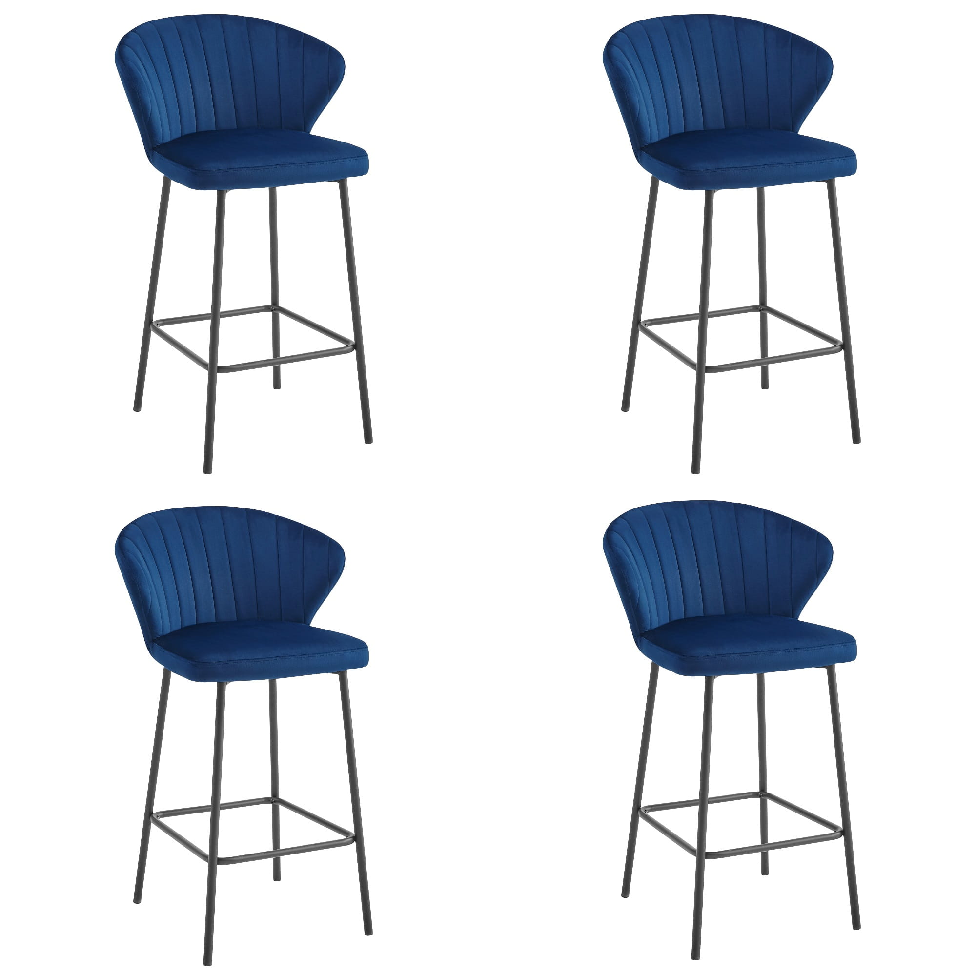 Taburete de bar valora gatta, terciopelo azul marino, patas negras (x4)