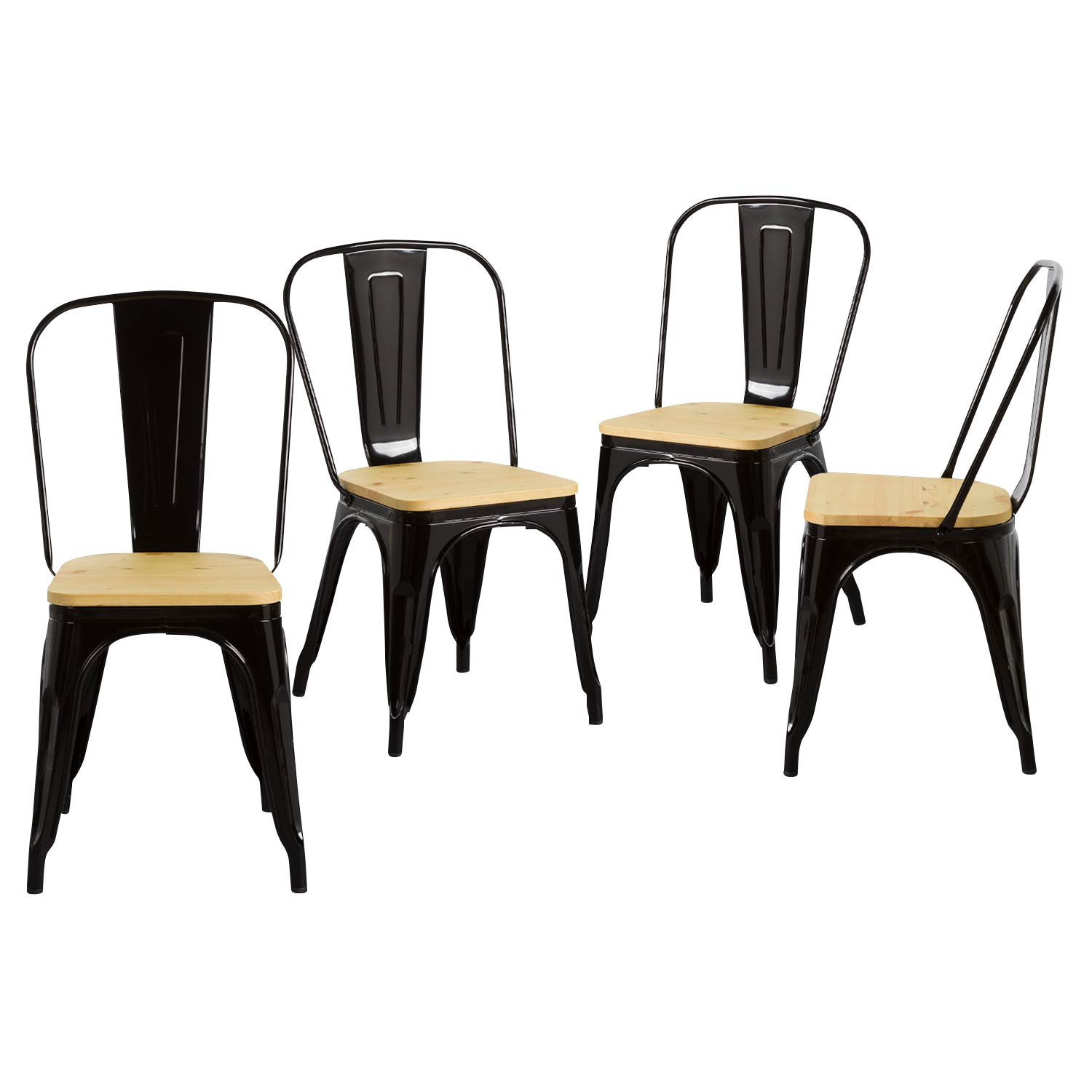 Pack 4 sillas industriales madera 44x43x84cm Thinia Home