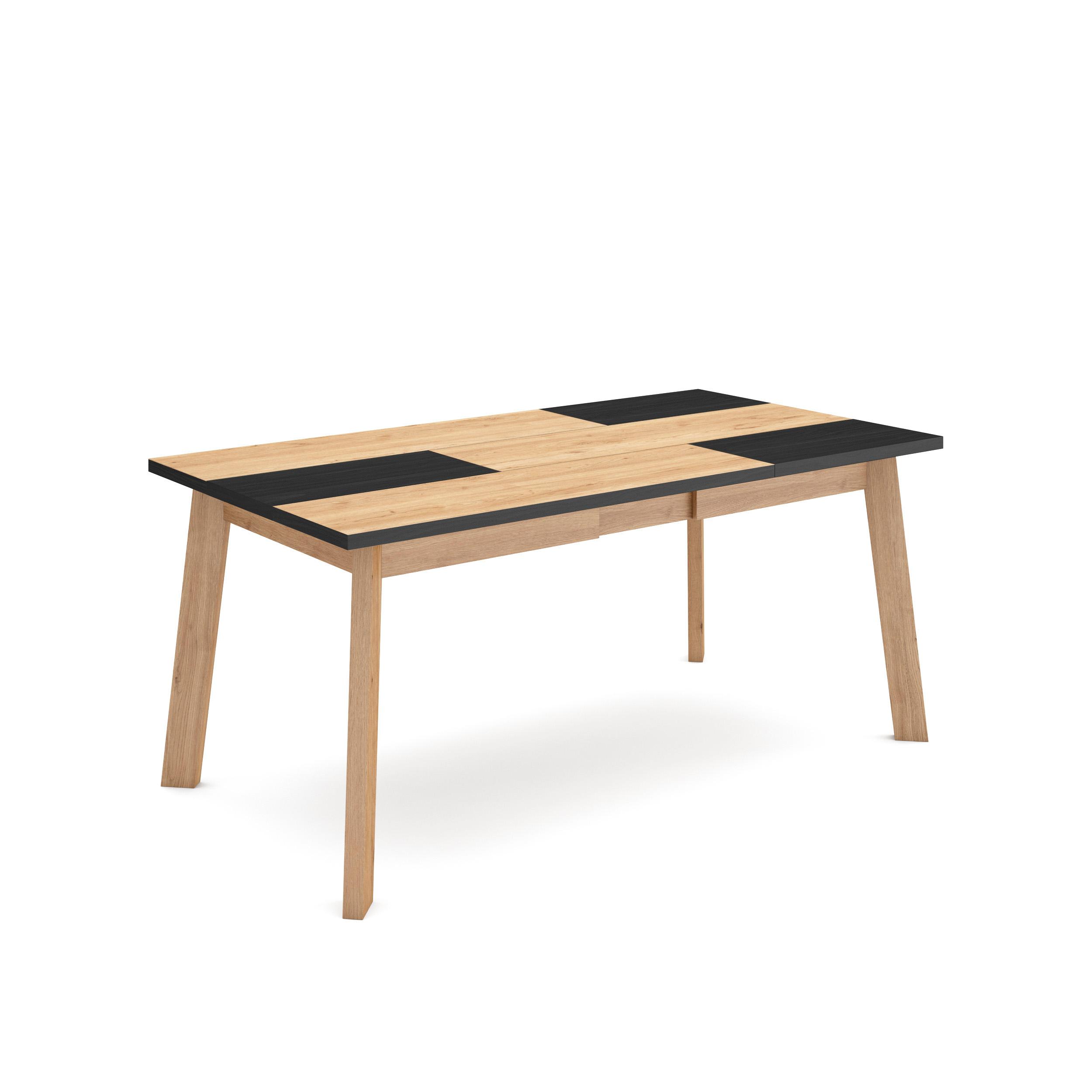 Mesa comedor, 167x90x75cm, roble y negro, patas de madera rf2881