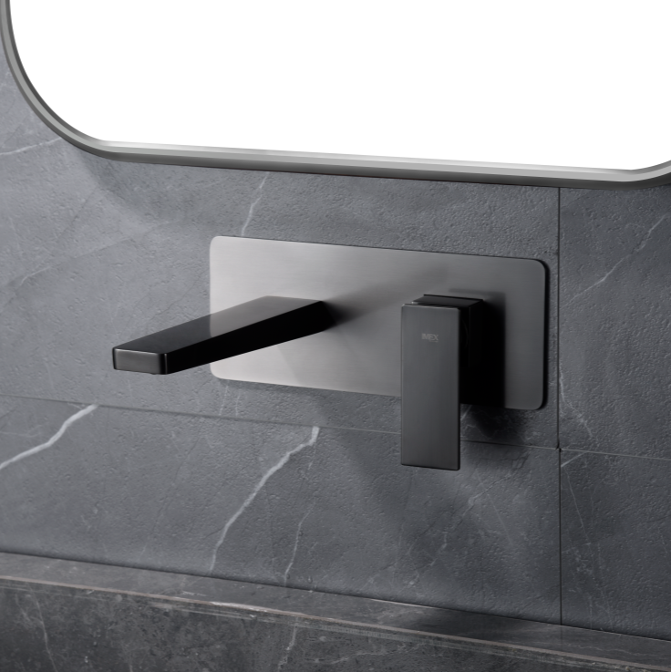 Imex - grifo monomando lavabo empotrado black gun serie pisa