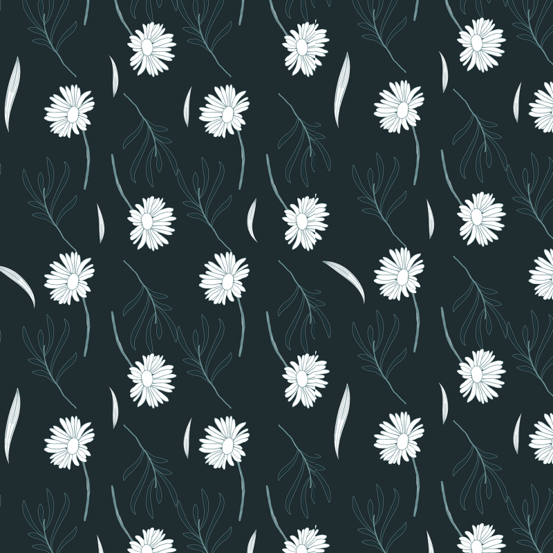 Papel pintado floral margaritas blancas con fondo azul 60cm por 250cm