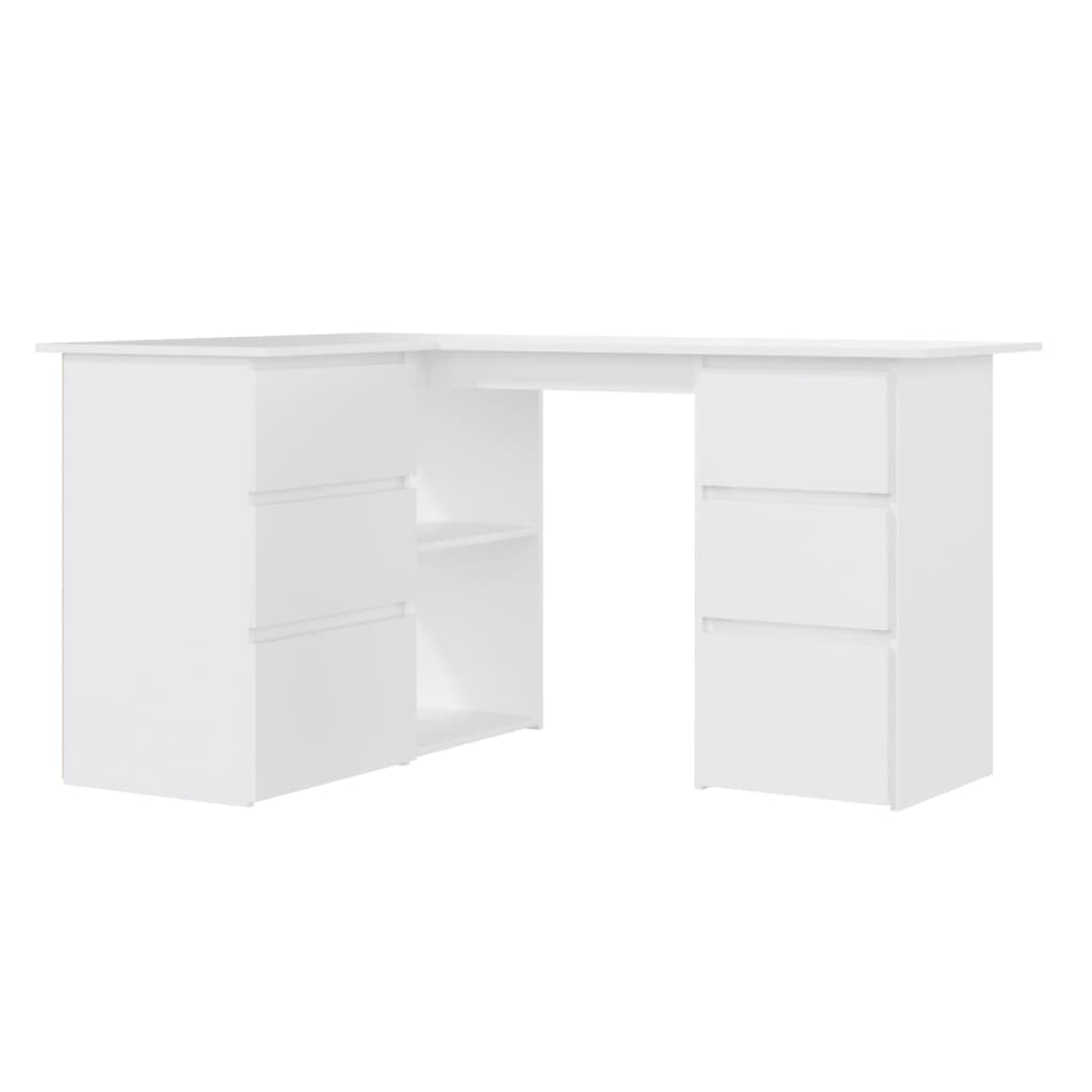 vidaXL escritorio de esquina madera contrachapada blanco 145x100x76 cm