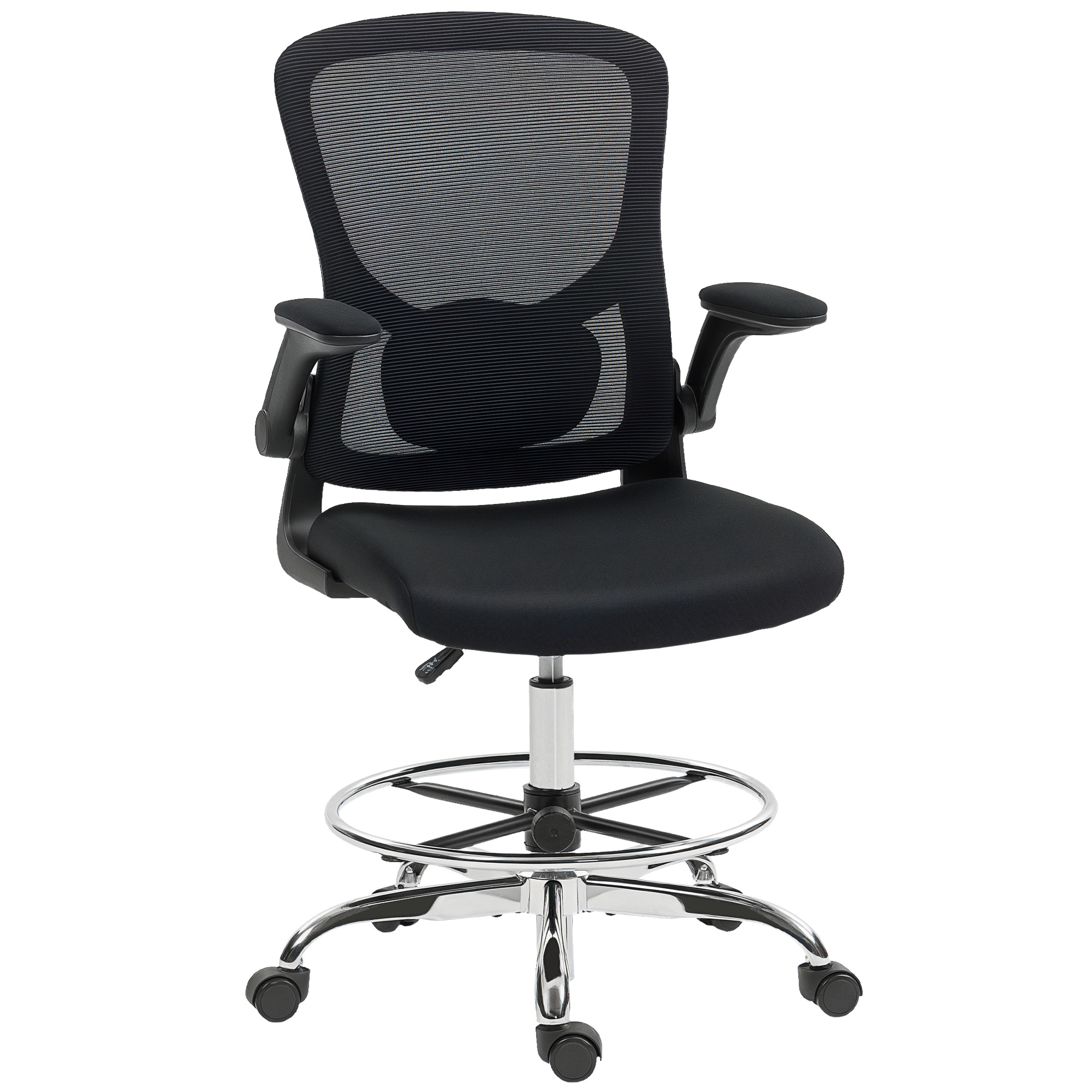 Silla de oficina malla (100% poliéster) negra 60x60x132 cm