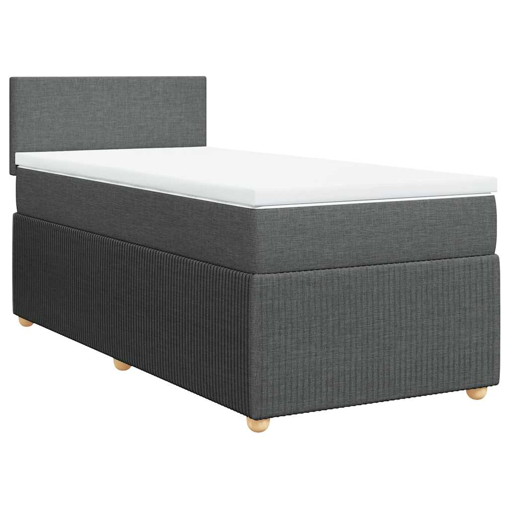 vidaXL cama box spring con colchón tela gris oscuro 100x200 cm