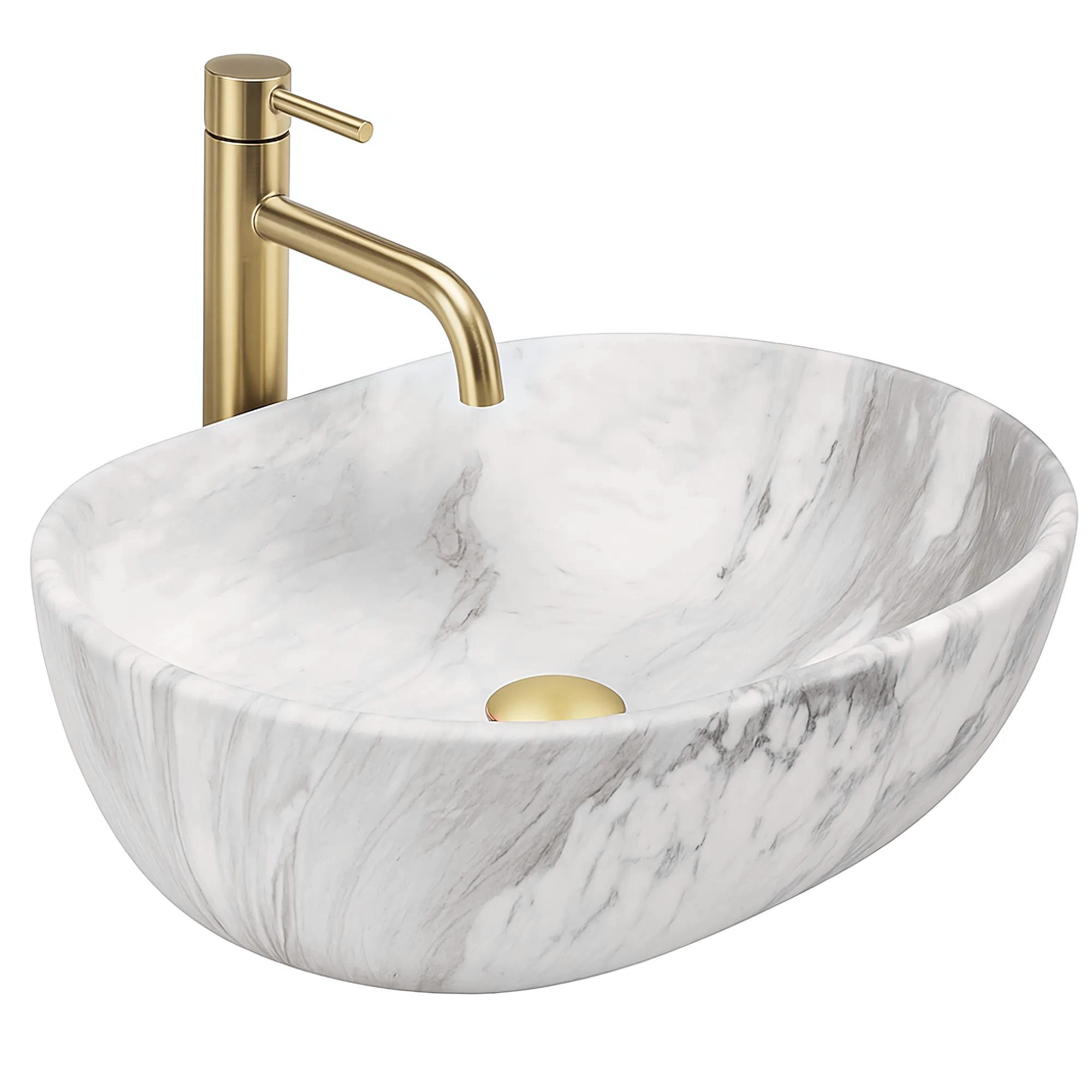 Rea lavabo sobre encimera amelia ash matt beige oval, 48x34,5x13,5 cm