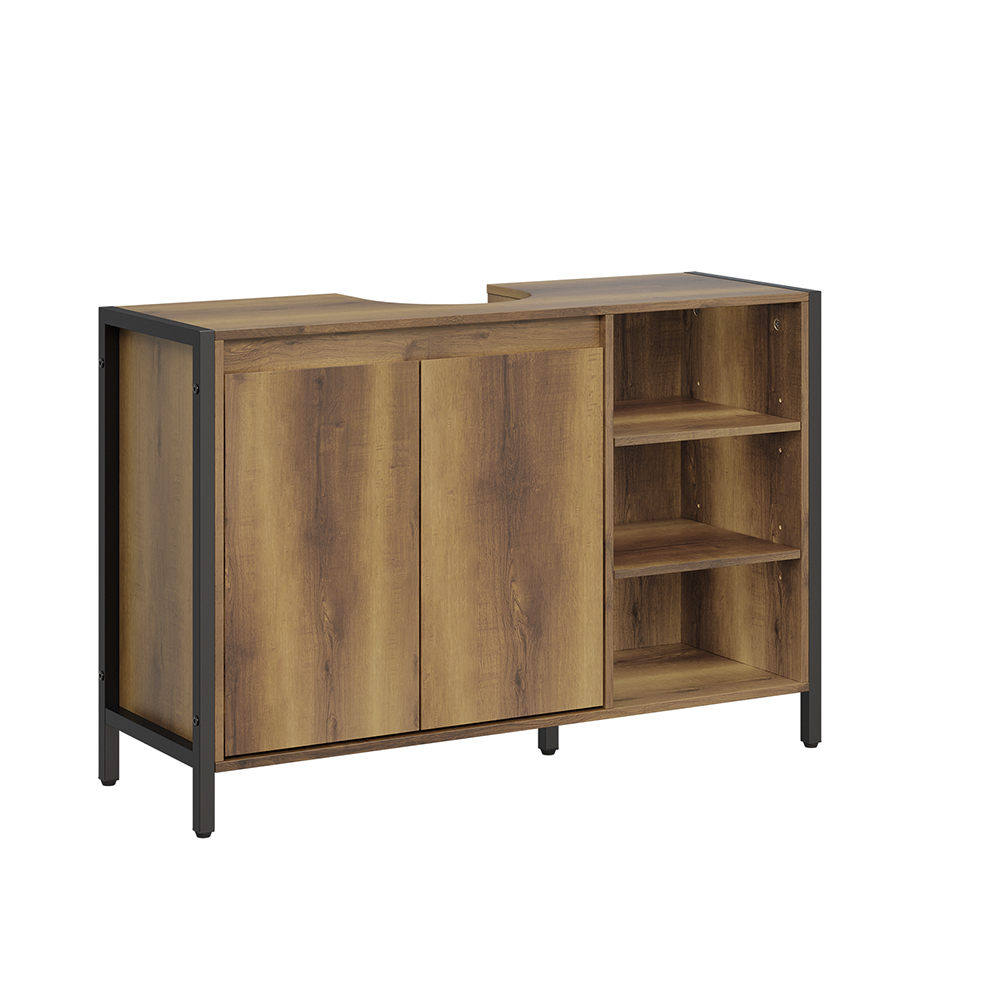 Sobuy mueble bajo lavabo con puertas y estantes marrón claro