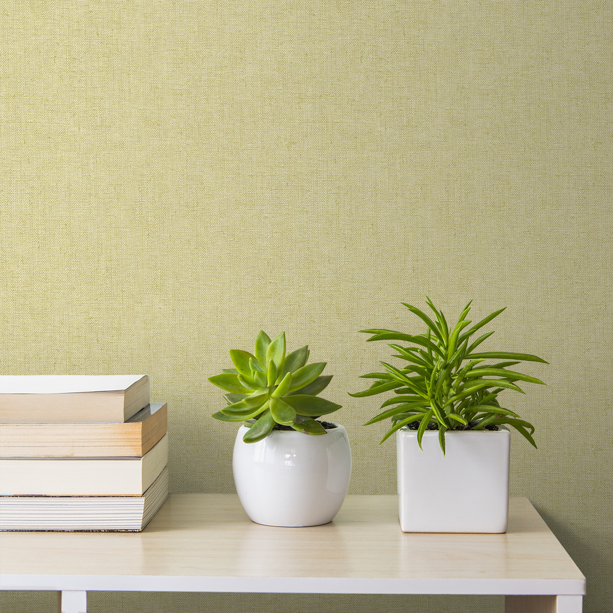 Papel pintado tnt textura textil liso amarillo