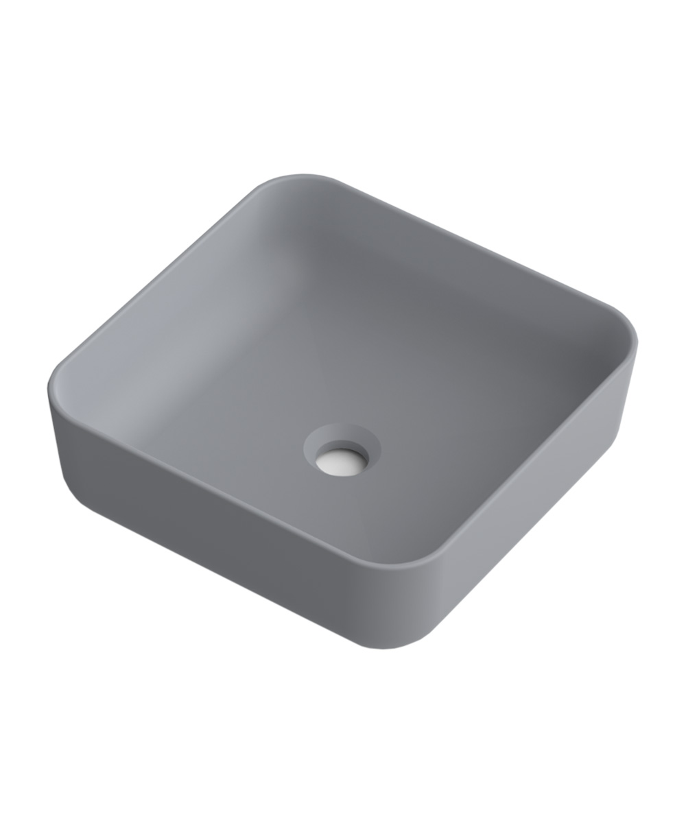 Lavabo sobre encimera gris | lavamanos cuadrado | 37 x 37cm