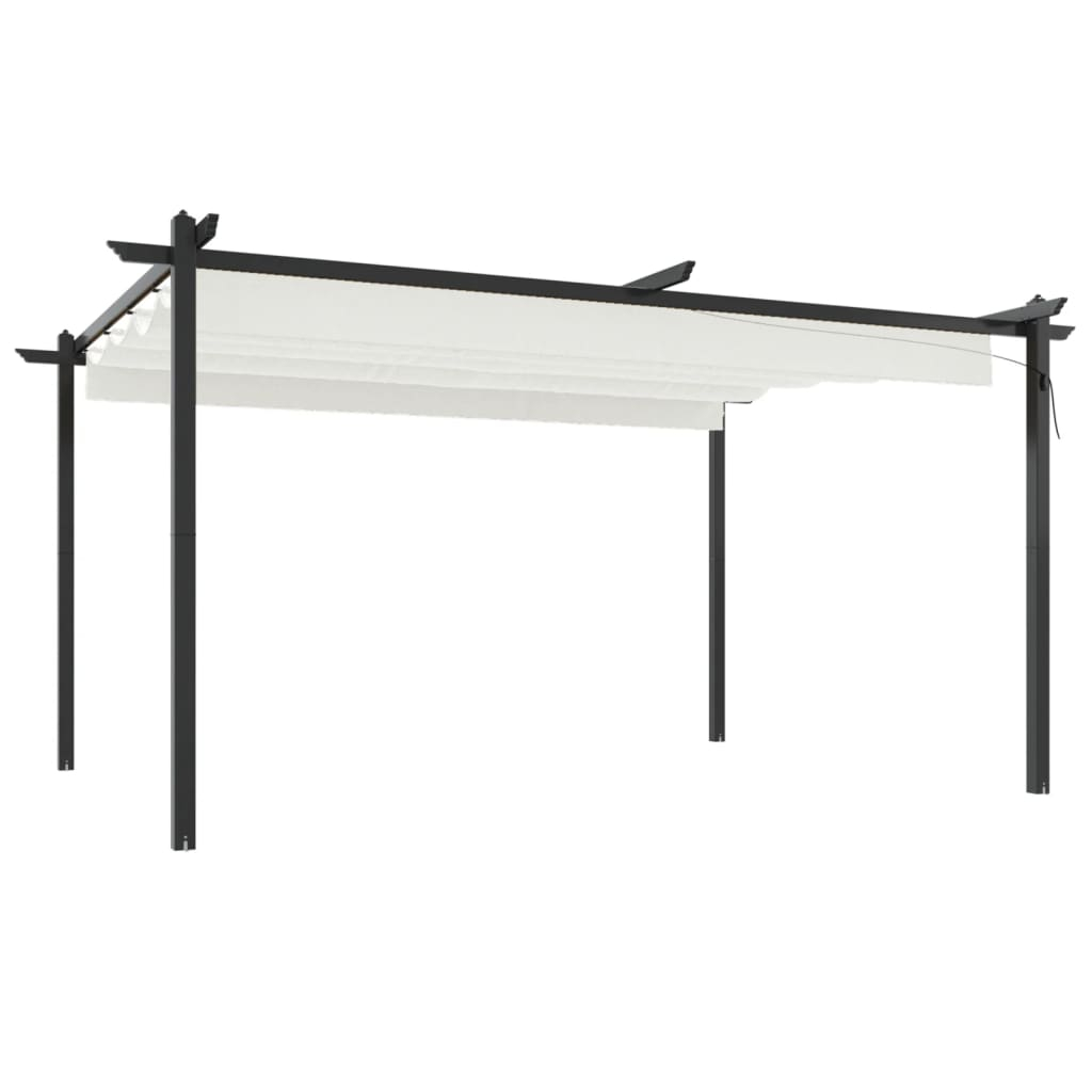 vidaXL cenador de jardín con techo retráctil color crema 4x3 m