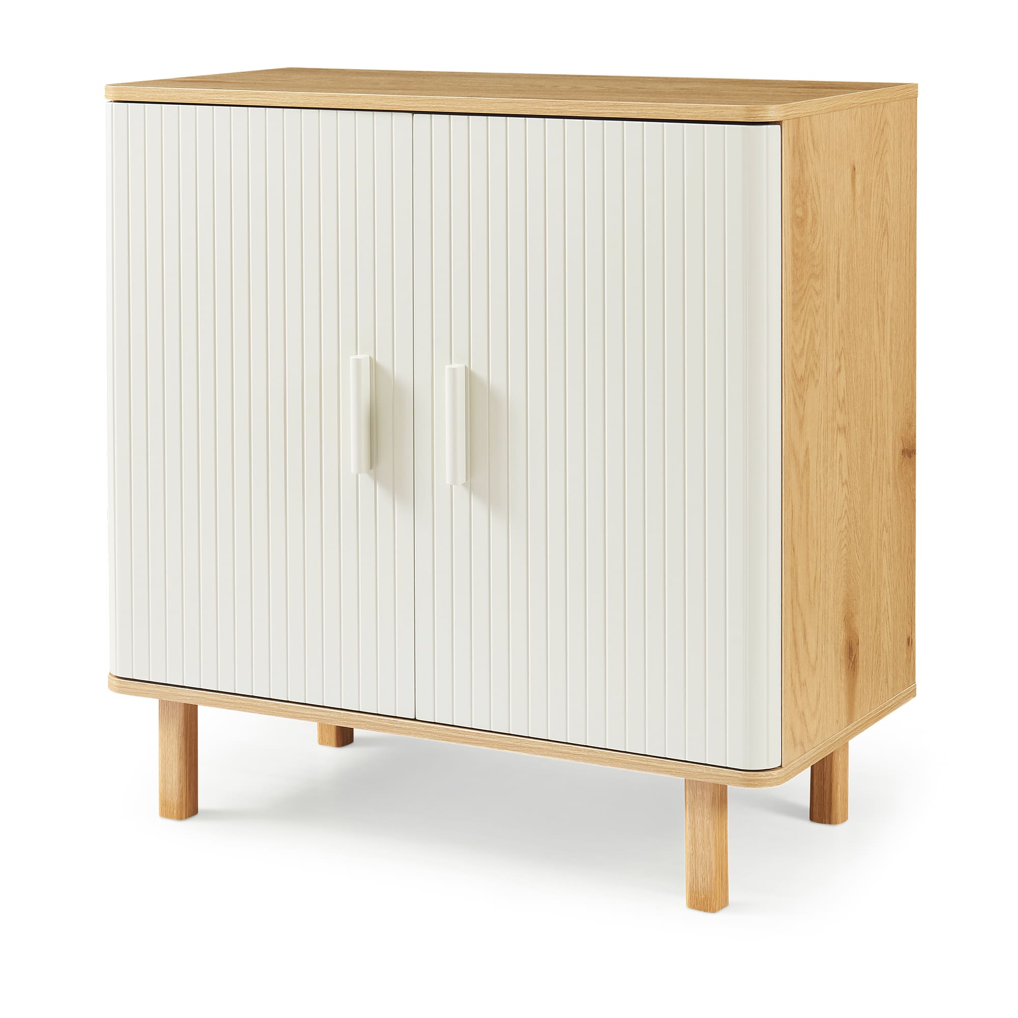 Aparador ferrersp con 2 puertas mdf 80x80x40cm - roble/arena [en.casa]
