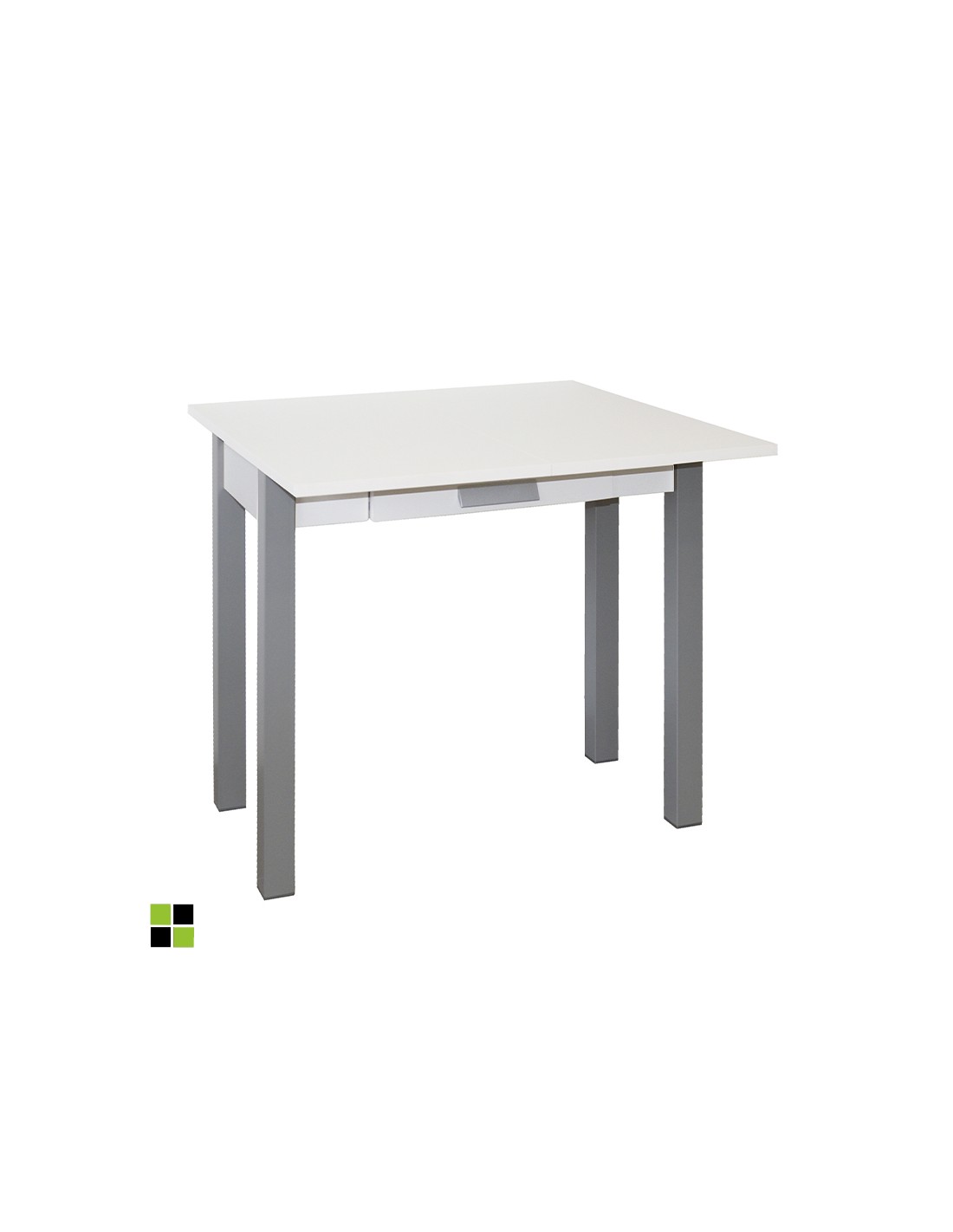 Momma Home mesa cocina extensible HENA, sobre MDF Blanco y patas metal