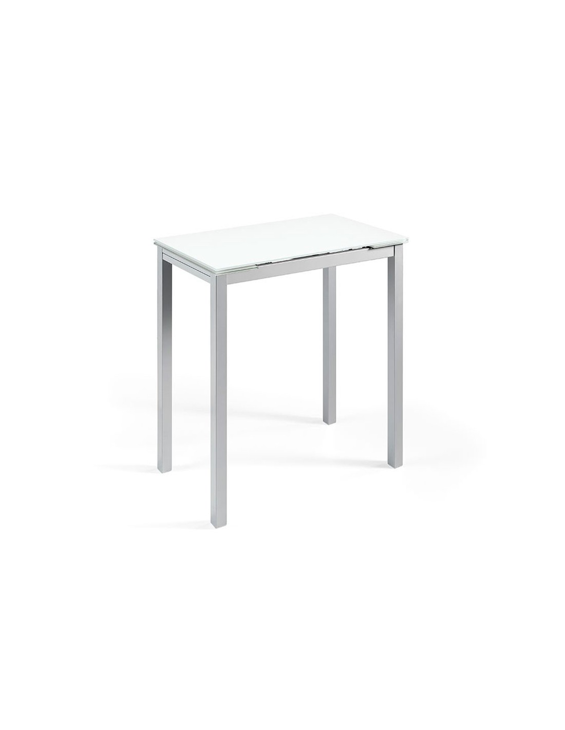 Momma Home mesa cocina alta extensible Calcuta, cristal Blanco patas metal
