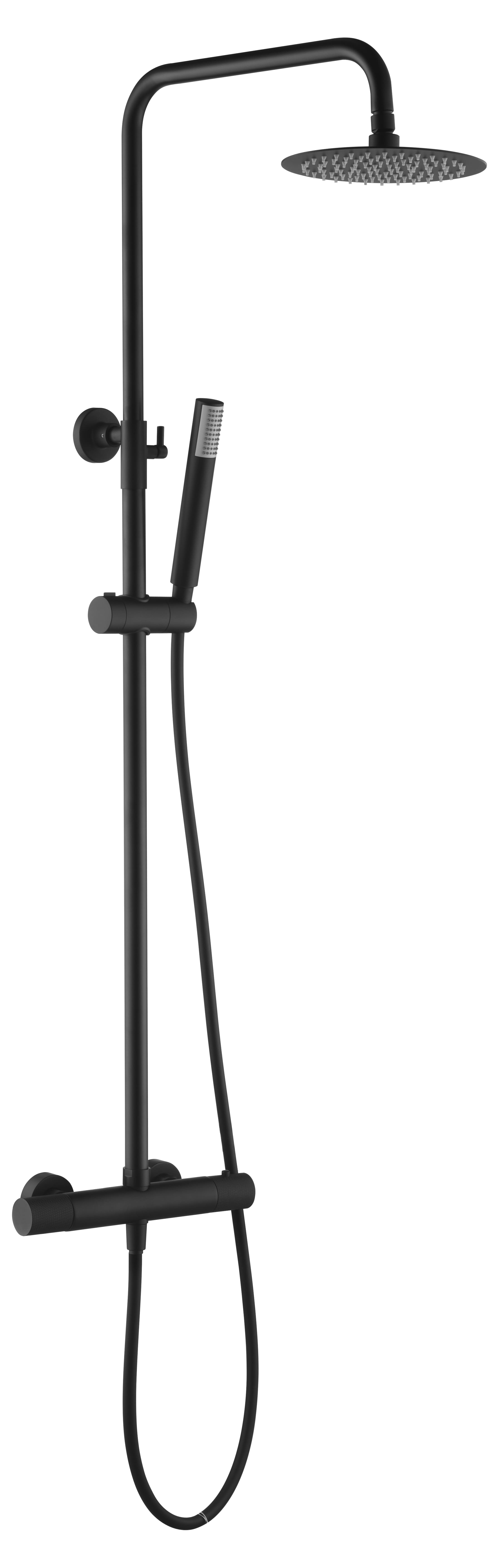 Imex-conjunto ducha line negro mate termostático regulable
