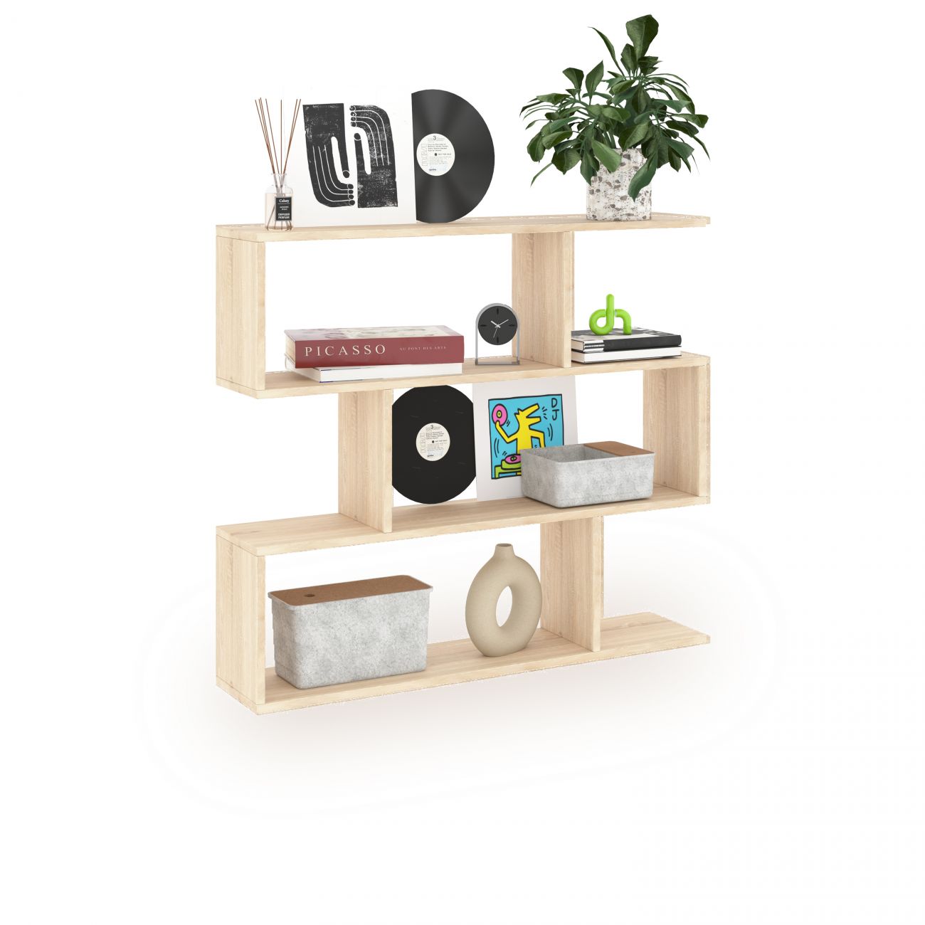 Estantería de diseño modular 97 cm zoe low roble canadian
