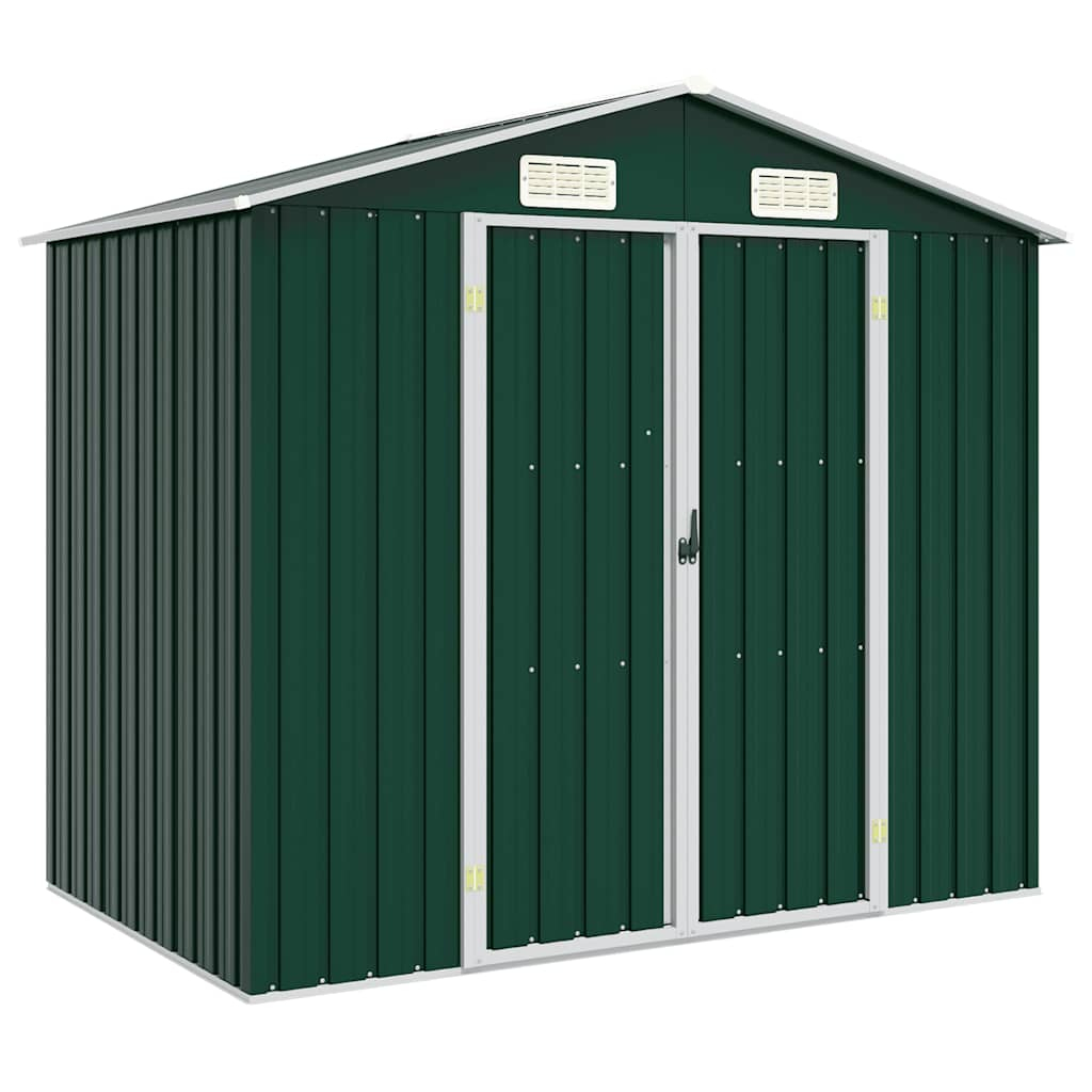 vidaXL cobertizo de jardín acero galvanizado verde 205x129x183 cm